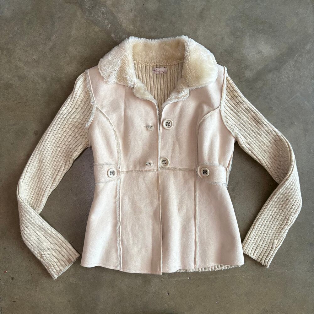 Y2k Glimmer by J.J Basics Sz S Womens Faux Fur Jacket